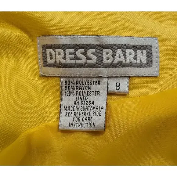 Vintage 90s Dress Yellow Sleeveless Lined Misses Size 8 Dress Barn - Picture 5 of 6